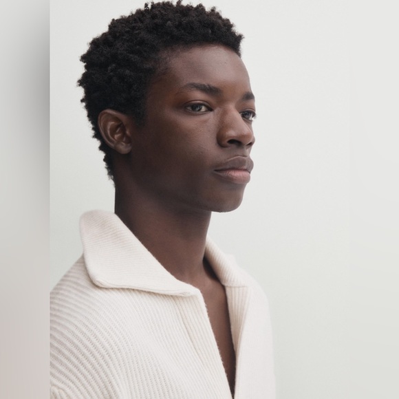 MASSIMO DUTTI Extrafine Wool Blend Ribbed Knit Polo Sweater - Picture 6 of 16